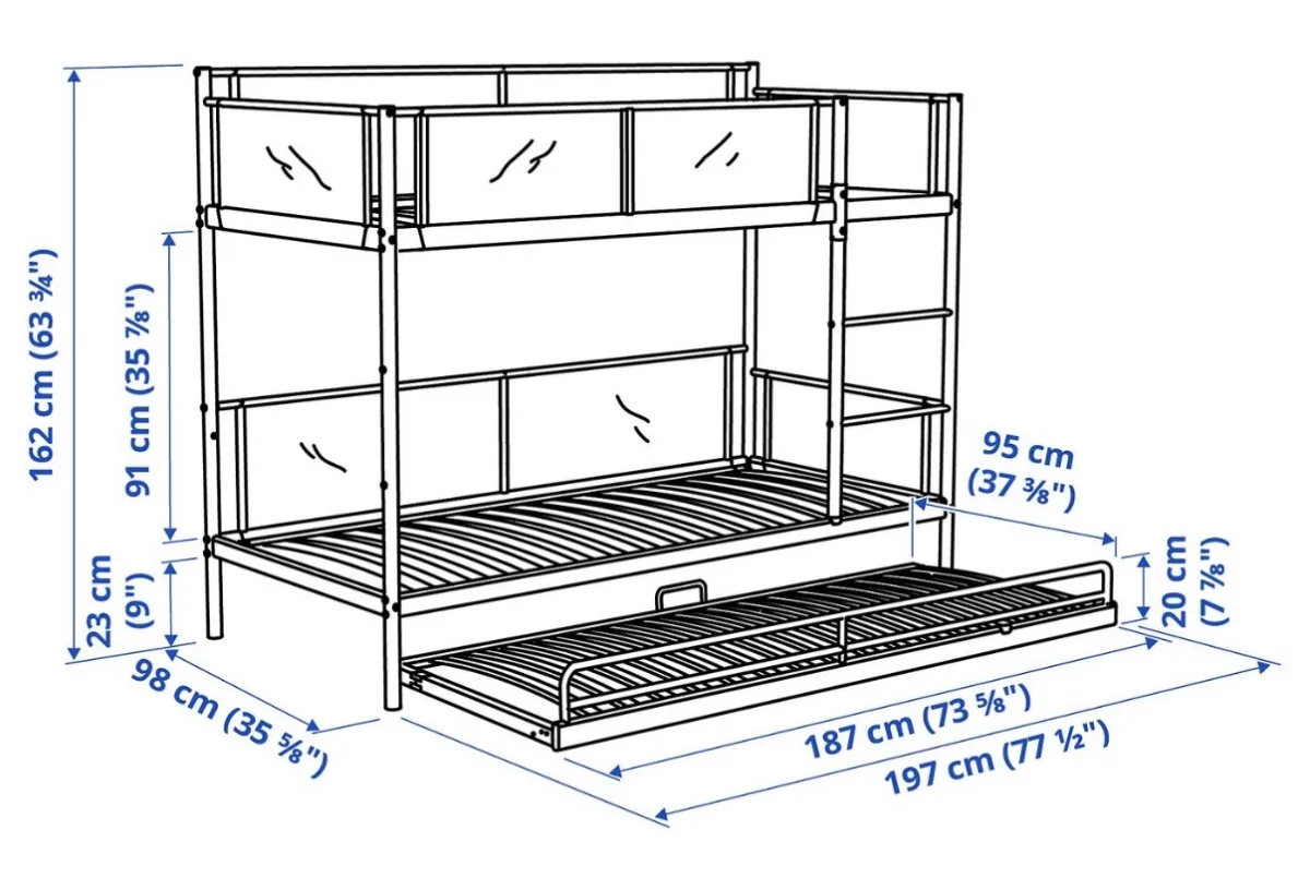 سرير بطابقين مع سرير سفلي Vitval-IKEA